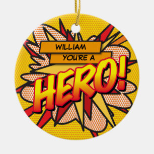 Leuke Retro Stripheld Foto Keramisch Ornament