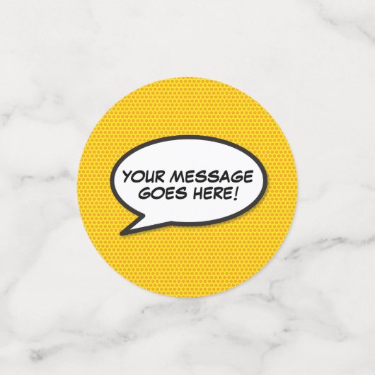 Leuke Retro Striptekstballon Confetti (Kleine voorkant)