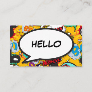 Leuke Retro Striptekstballon HALLO Visitekaartje