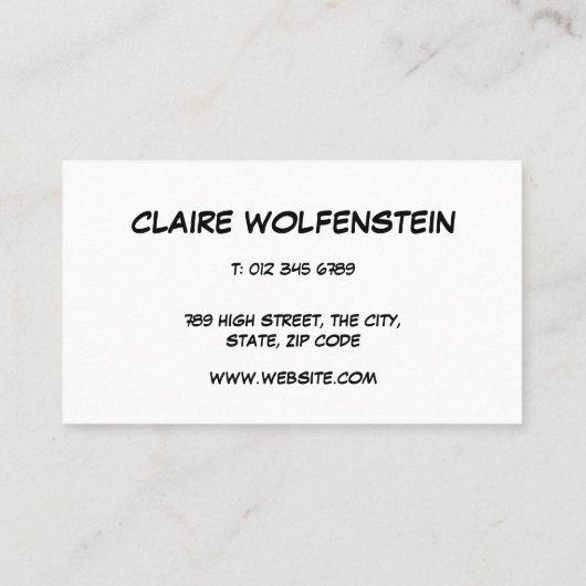 Leuke Retro Striptekstballon Visitekaartje (Achterkant)