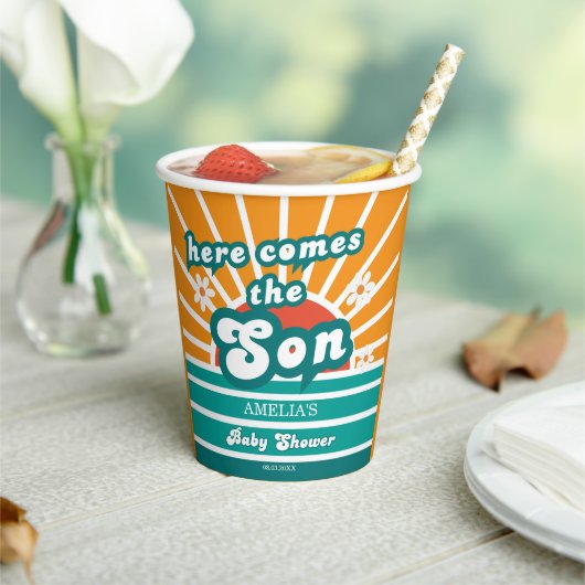 Leuke Retro Sunshine Baby shower Papieren Bekers (Insitu)