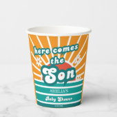 Leuke Retro Sunshine Baby shower Papieren Bekers (Achterkant)