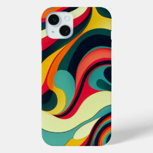 Leuke Retro Swirl iPhone 15 Plus Hoesje. Mini Hoesje