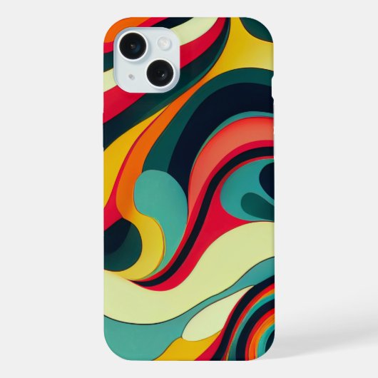 Leuke Retro Swirl iPhone 15 Plus Hoesje. Hoesje (Achterkant)