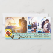 Leuke Retro Tropische Strand Zonsondergang Palmbom Save The Date (Voorkant)