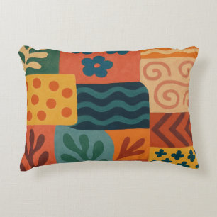 Leuke Retro Tuin Collage Patroon Motief Accent Kussen