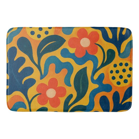 Leuke Retro Tuin Collage Patroon Motief Badmat (Voorkant)