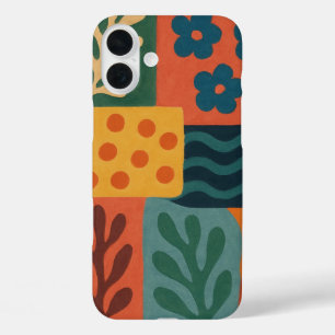 Leuke Retro Tuin Collage Patroon Motief iPhone 16 Plus Hoesje
