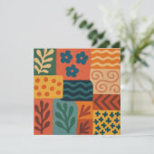 Leuke Retro Tuin Collage Patroon Motief Kaart (Staand voorkant)
