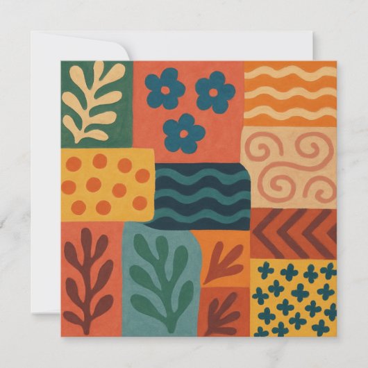 Leuke Retro Tuin Collage Patroon Motief Kaart (Voorkant)