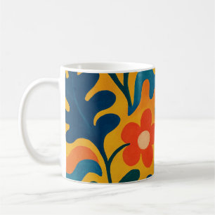 Leuke Retro Tuin Collage Patroon Motief Koffiemok