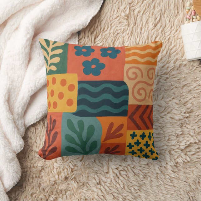 Leuke Retro Tuin Collage Patroon Motief Kussen (Deken)