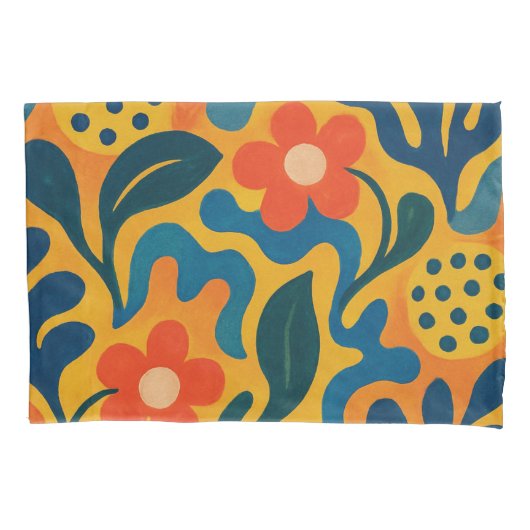 Leuke Retro Tuin Collage Patroon Motief Kussensloop (Voorkant-Links)
