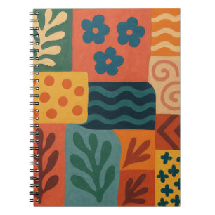 Leuke Retro Tuin Collage Patroon Motief Notitieboek