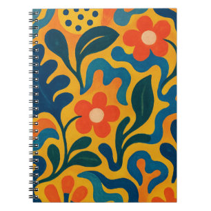 Leuke Retro Tuin Collage Patroon Motief Notitieboek