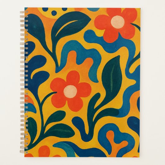 Leuke Retro Tuin Collage Patroon Motief Planner (Voorkant)