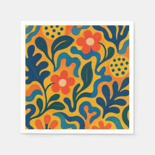 Leuke Retro Tuin Collage Patroon Motief Servet
