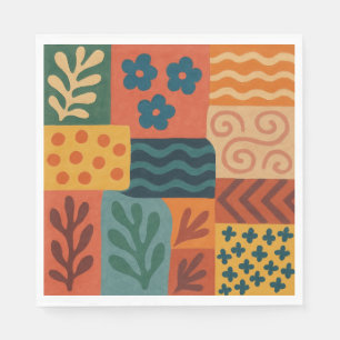 Leuke Retro Tuin Collage Patroon Motief Servet