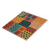 Leuke Retro Tuin Collage Patroon Motief Tegeltje (Zijkant)