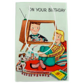 Leuke retro verjaardag medium cadeauzakje (Voorkant)