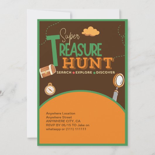 Leuke retro verjaardagsschattenjacht kaart (Achterkant)