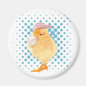 Leuke Retro Vibes Chick Blowing Bubblegum Wit Magneet (Voorkant)