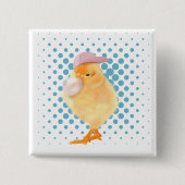 Leuke Retro Vibes Chick Blowing Bubblegum Wit Vierkante Button 5,1 Cm (Voorkant)