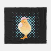 Leuke Retro Vibes Chick Blowing Bubblegum Zwart Fleece Deken (Voorkant (Horizontaal))