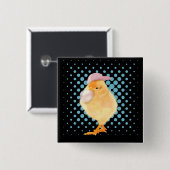 Leuke Retro Vibes Chick Blowing Bubblegum Zwart Vierkante Button 5,1 Cm (Voorkant /achterkant)