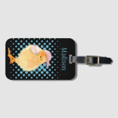 Leuke Retro Vibes Chick Blowing Roze Bubblegum Bagagelabel (Voorkant (horizontaal))