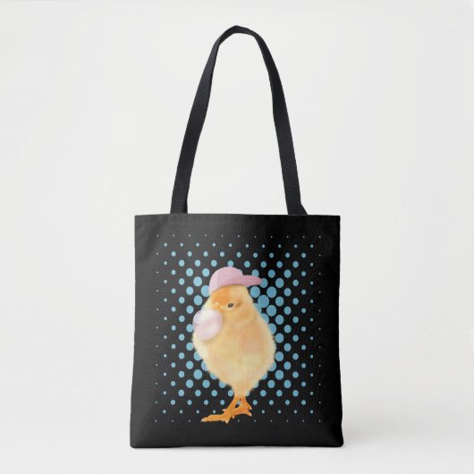 Leuke Retro Vibes Chick Blowing Roze Bubblegum Tote Bag (Voorkant)