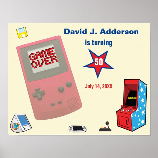 Leuke Retro Video Gamer 🎮 50ste verjaardag Poster (Voorkant)