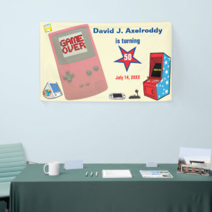 Leuke Retro Video Gamer 🎮 50ste verjaardag Spandoek