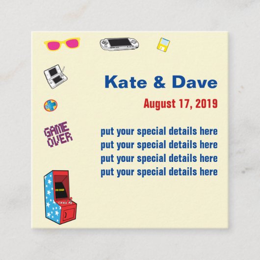 Leuke Retro Video Gamer 🎮💍 Trouwen Informatiekaartje (Voorkant)