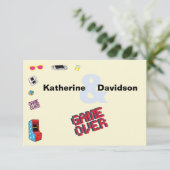 Leuke Retro Video Gamer 🎮💍 Trouwen RSVP Kaartje (Staand voorkant)