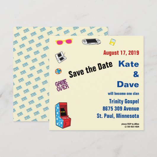 Leuke Retro Video Gamer 🎮💍 Trouwen Save The Date (Voorkant / Achterkant)