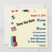 Leuke Retro Video Gamer 🎮💍 Trouwen Save The Date (Voorkant)