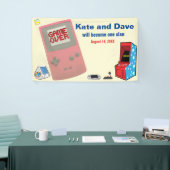 Leuke Retro Video Gamer 🎮 Trouwen Spandoek (Beurs)