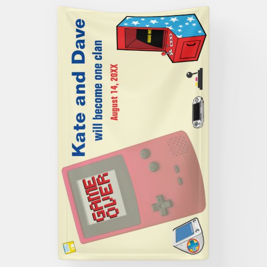 Leuke Retro Video Gamer 🎮 Trouwen Spandoek (Verticaal)