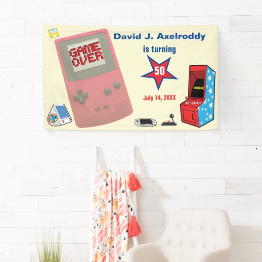 Leuke Retro Videogamer 🎮 50e Verjaardag Spandoek (Insitu)