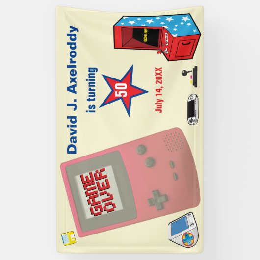 Leuke Retro Videogamer 🎮 50e Verjaardag Spandoek (Verticaal)