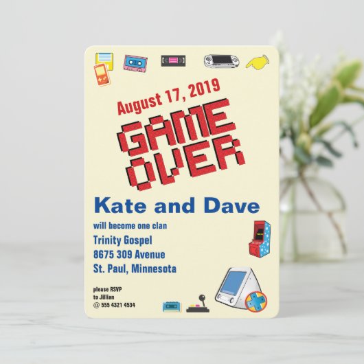 Leuke Retro Videospelletjes 🎮 Bruiloft Kaart (Staand voorkant)