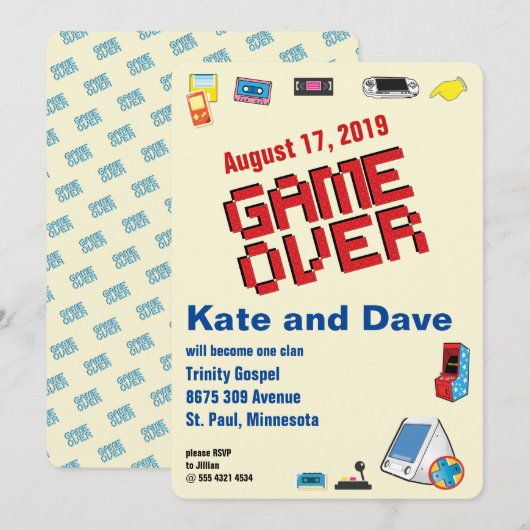 Leuke Retro Videospelletjes 🎮 Trouwen Kaart (Voorkant / Achterkant)