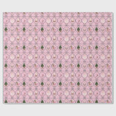 Leuke Retro Vintage Kerst Roze Lint Waterverf Cadeaupapier (Vlak)