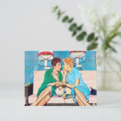 Leuke retro vintage schoonheidswinkel feestdagenkaart (Staand voorkant)