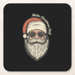 Leuke Retro Vintage Zonnebril Kerstman Vakantie Kartonnen Onderzetters