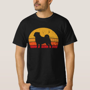 Leuke Retro Vintage Zonsondergang Pug Hond T-shirt