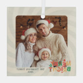 Leuke retro vrienden familie vakantie feest glas ornament (Achterkant)