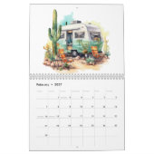 Leuke retro Waterverf stijl caravans Kalender (Feb 2027)