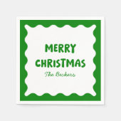 Leuke Retro Wavy Green Trendy Custom Chic Kerstmis Servet (Voorkant)